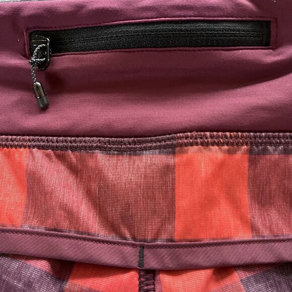 Lululemon Size 10 Speed Short With Liner Womens Yama Check Flaming Tomato Red - Picture 8 of 16